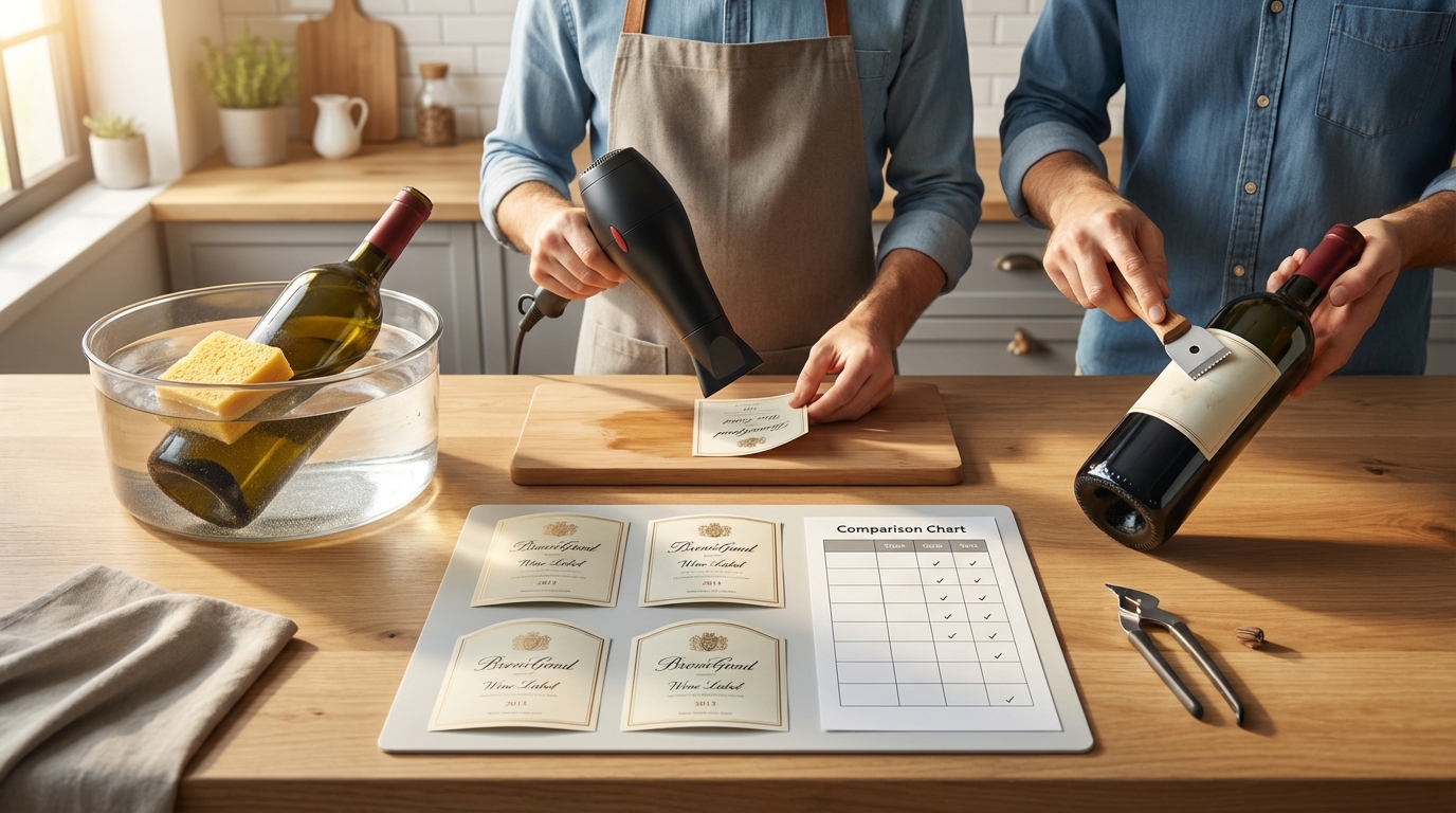 ワインラベルを綺麗に剥がす3つの方法【比較表付き】