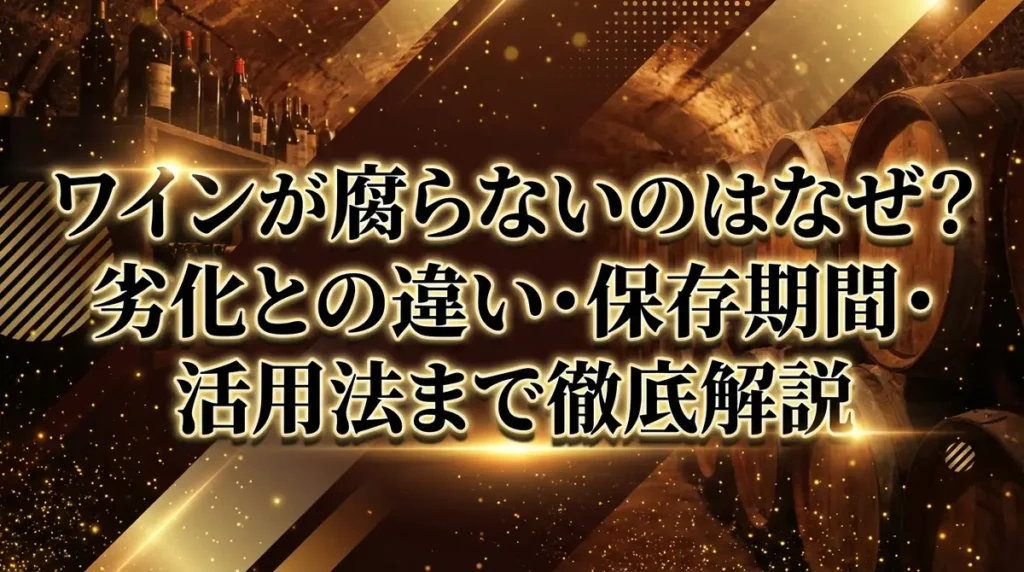 ワインが腐らないのはなぜ？劣化との違い・保存期間・活用法まで徹底解説