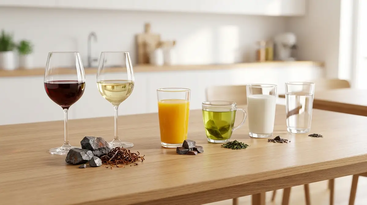 ワインと他の飲み物の鉄分含有量を比較