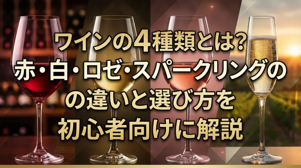 ワインの4種類とは？赤・白・ロゼ・スパークリングの違いと選び方を初心者向けに解説